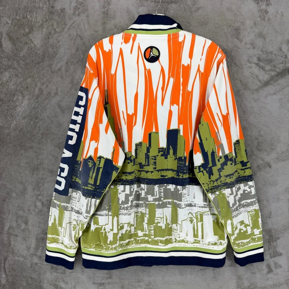 Jordan Track Jacket Mens XL 239336-100 Chicago Skyline White Orange Green EUC